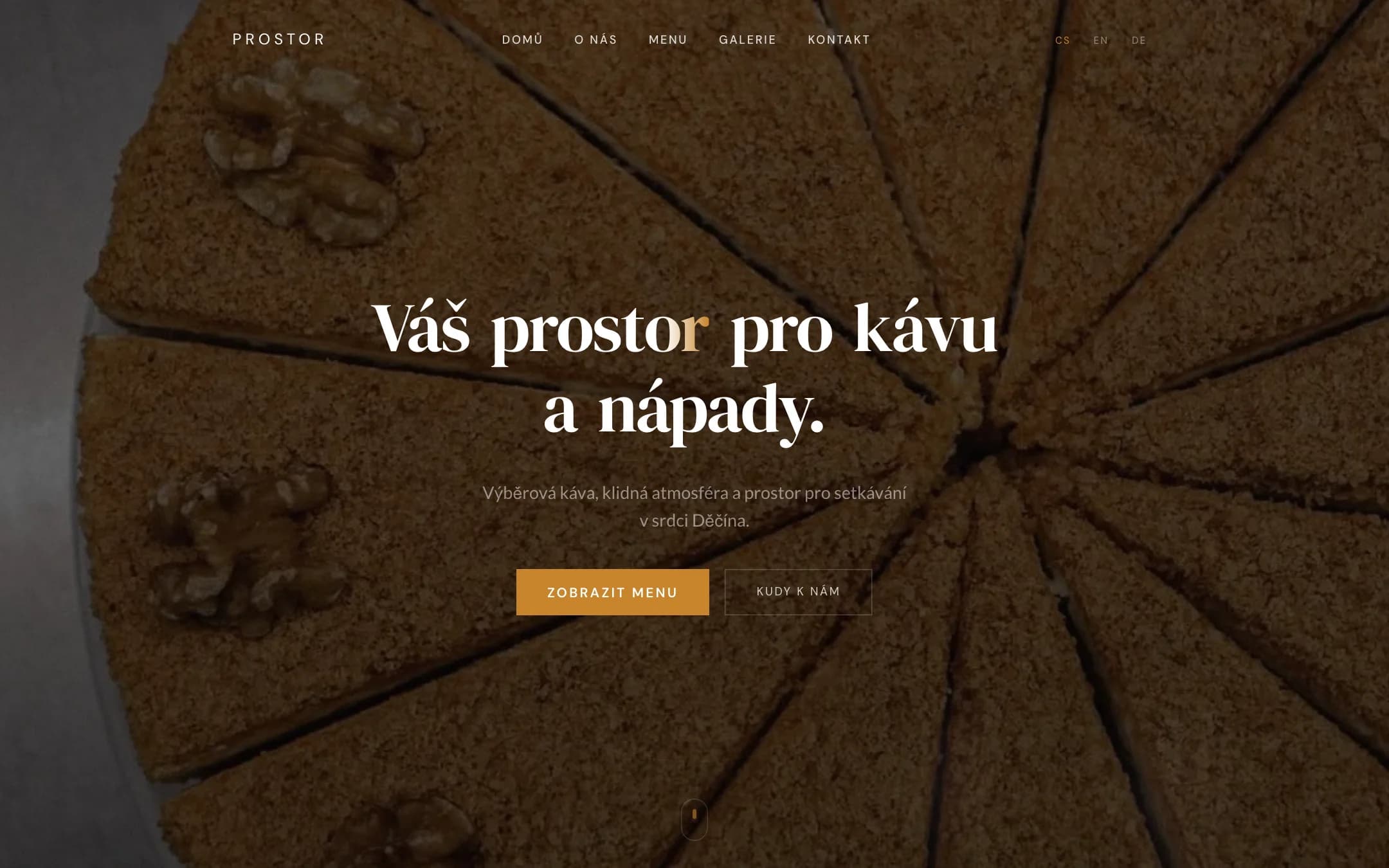 Kavárna Prostor — web pro nezávislou kavárnu v Děčíně